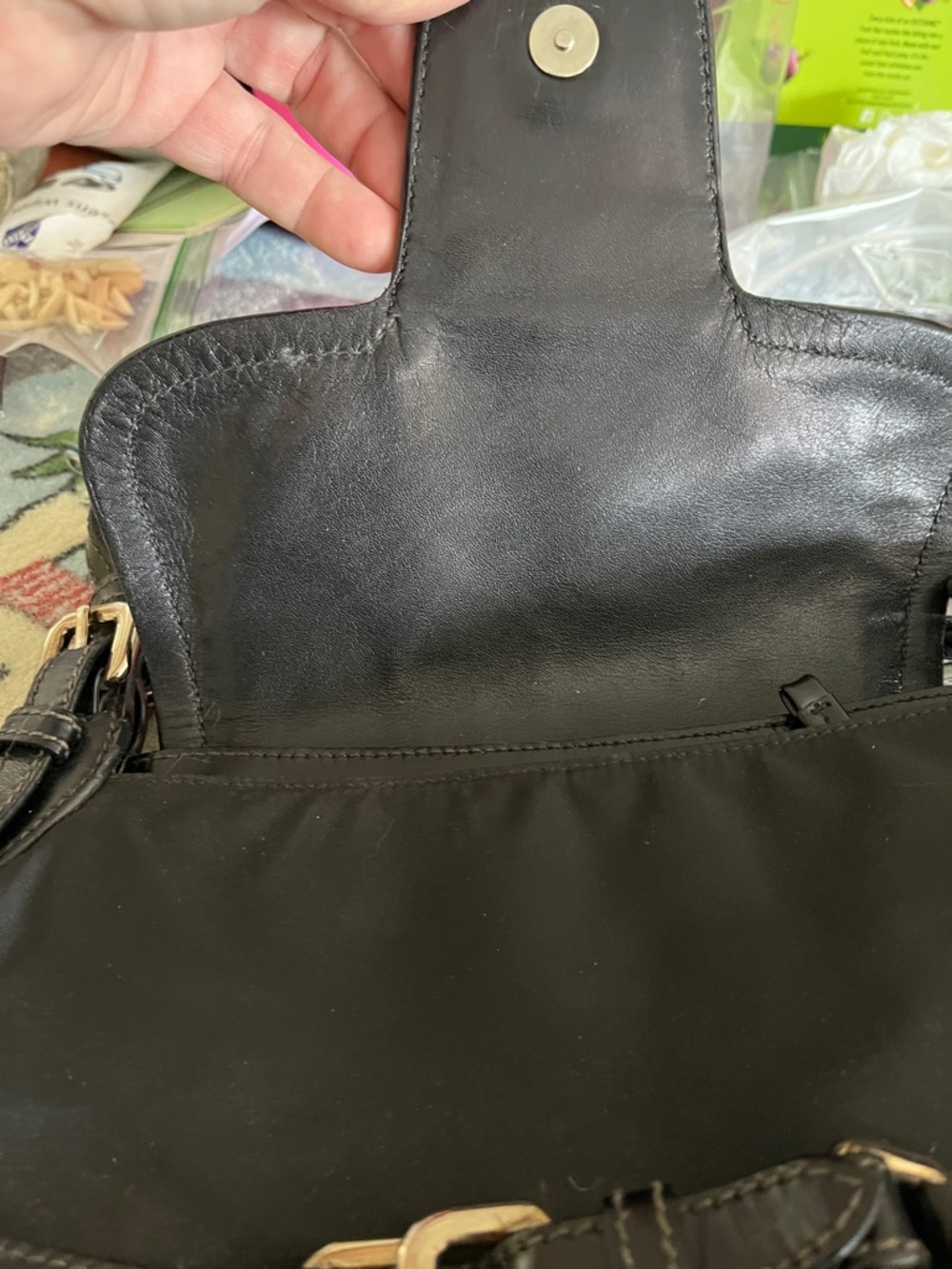 Prada Black Leather & Nylon Buckle Shoulder Bag - Picture 12 of 15